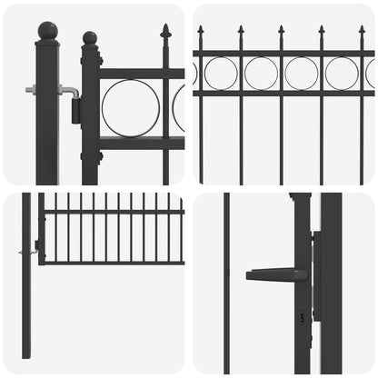 Fence Gate HORST Steel Black Lockable