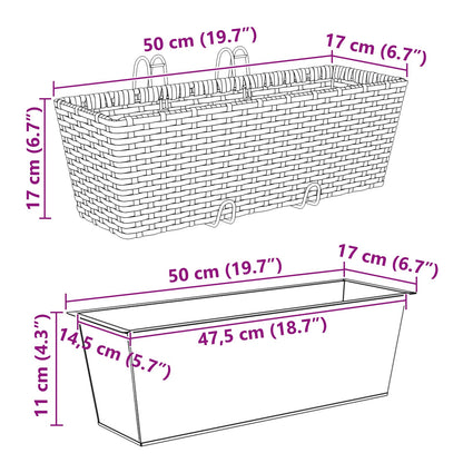 Railing 2 pcs 50 x 17 x 17 cm Metal