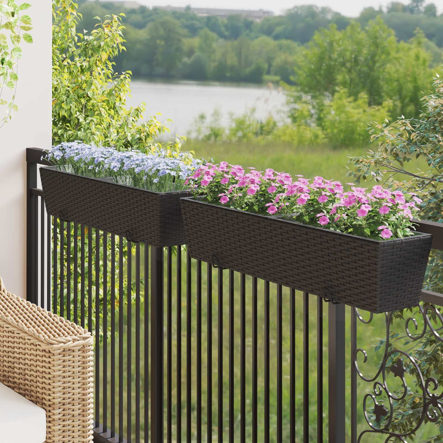 Railing 2 pcs 80 x 17 x 17 cm Metal