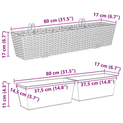 Railing 2 pcs 80 x 17 x 17 cm Metal