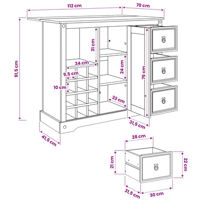 Kitchen Storage Honey Wax 112 x 70 x 91.5 cm Solid-Pine