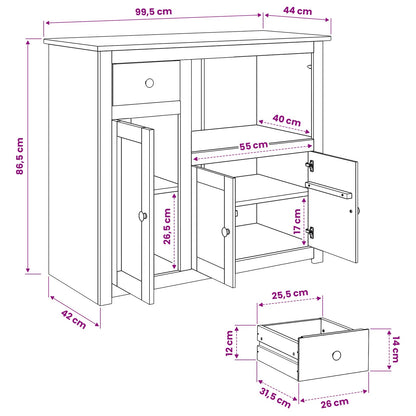 Microwave Sideboard PANAMA Honey Wax 99.5 x 44 x 86.5 cm
