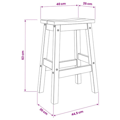 Bar Stool 2 pcs White and Honey Wax 44 x 30 x 63 cm Solid-Pine
