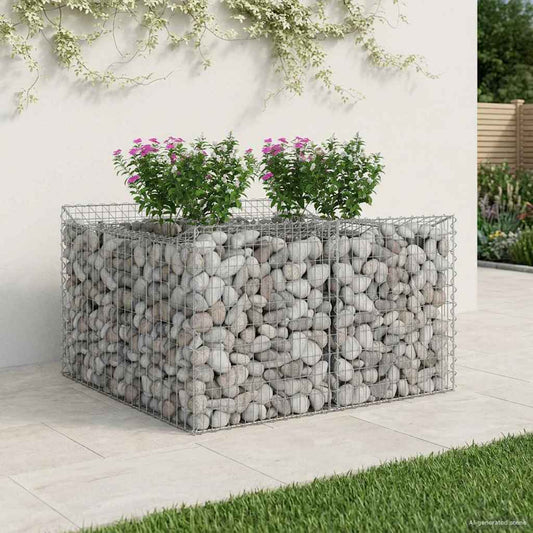 Gabion Raised Bed 100 x 100 x 60 cm Galvanised Steel Silver