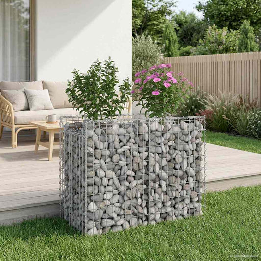 Gabion Raised Bed 100 x 50 x 80 cm Galvanised Steel Silver