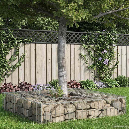 Gabion Raised Bed 100 x 100 x 20 cm Galvanised Steel Silver