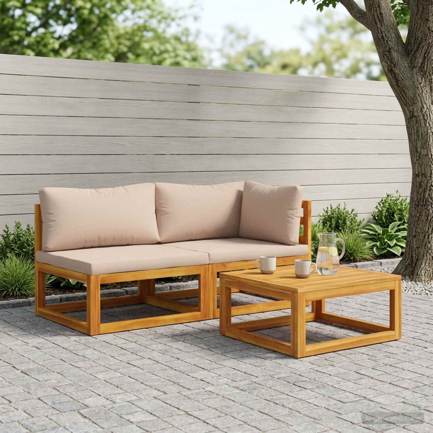 Sectional Sofa Set with Cushions 2 pcs 2-Seater