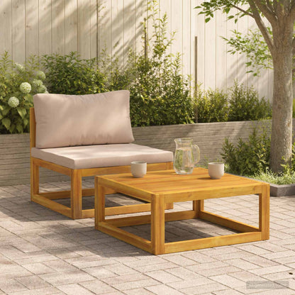 Sectional Sofa Set with Cushions 2 pcs Solid Acacia Wood
