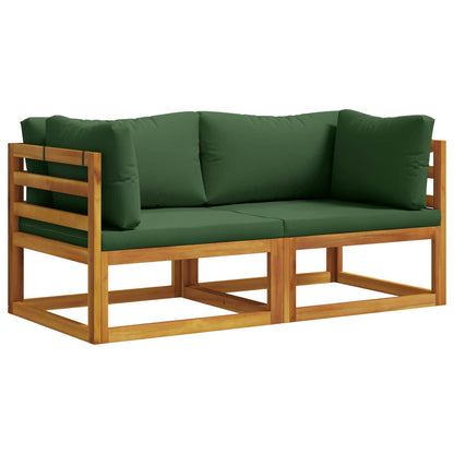 2 pcs Sectional Corner Sofa with Cushions Solid Acacia Wood