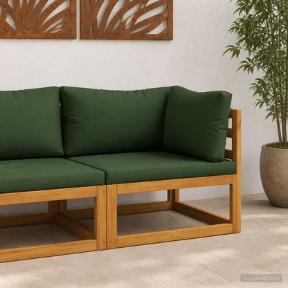 Sectional Corner Sofa with Cushions Solid Acacia Wood Natural