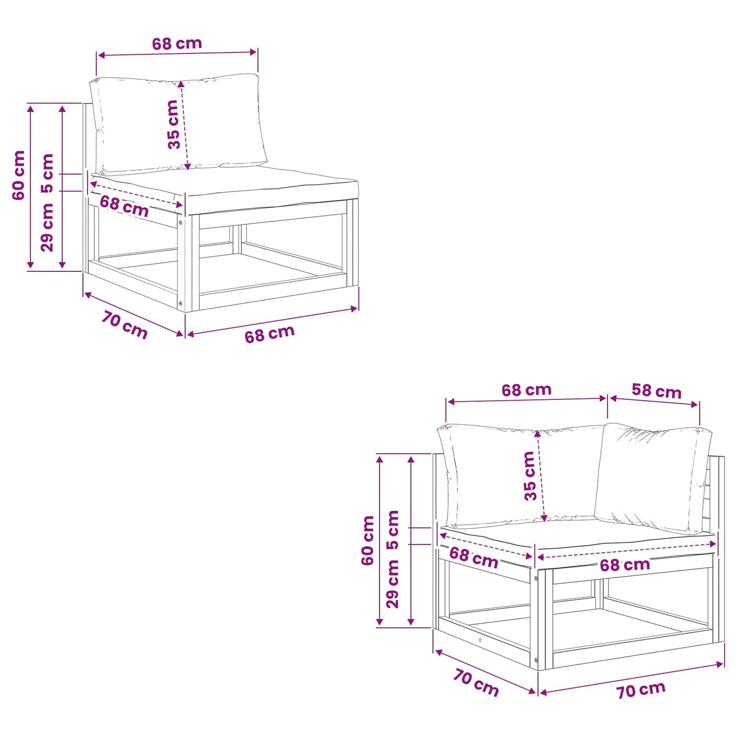 Sectional Corner Sofa with Cushions Natural