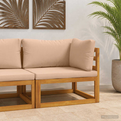Sectional Corner Sofa with Cushions Solid Acacia Wood Natural
