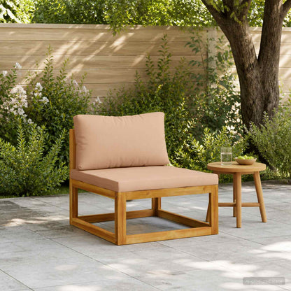 Sectional Middle Sofa with Cushions Solid Acacia Wood Natural