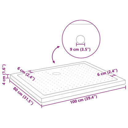 Shower Base Tray with Dots 100 x 80 x 4 cm ABS Black