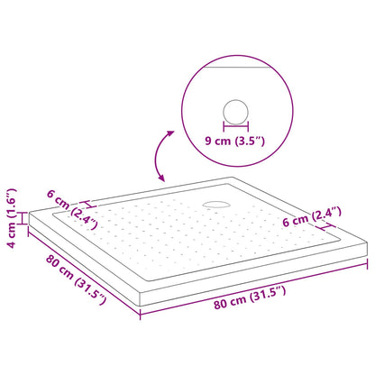 Shower Base Tray with Dots 80 x 80 x 4 cm ABS Black