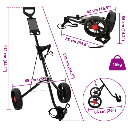 Golf Trolley Black Iron Foldable