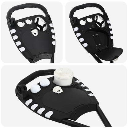 Golf Trolley with Seat Black and White Iron Foldable