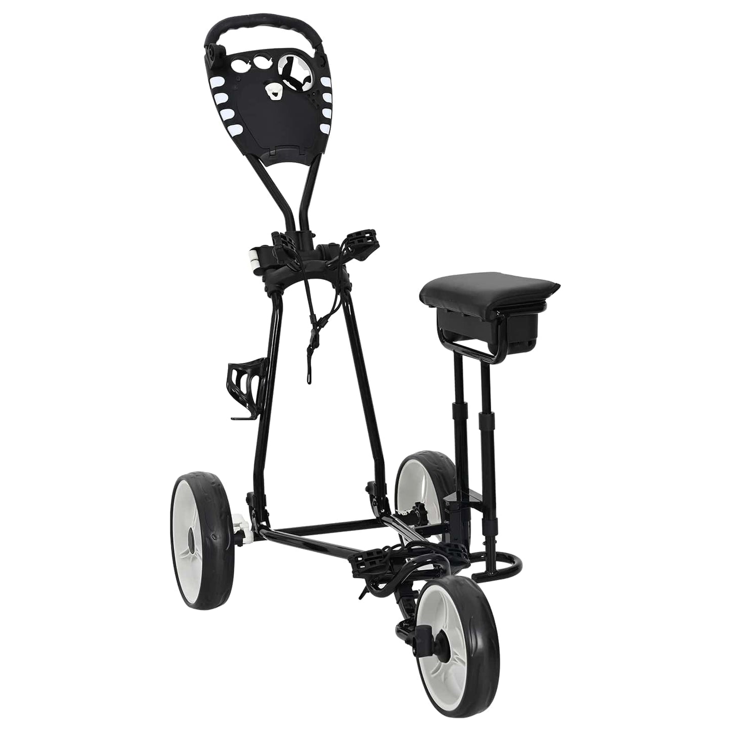 Golf Trolley with Seat Black and White Iron Foldable