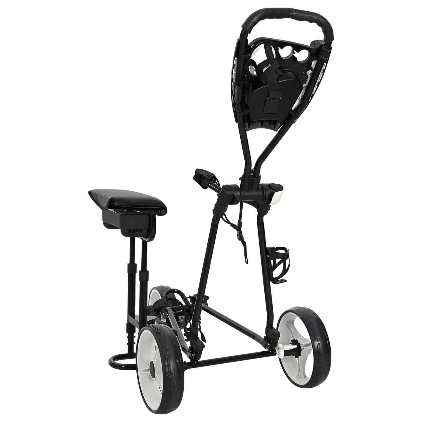 Golf Trolley with Seat Black and White Iron Foldable