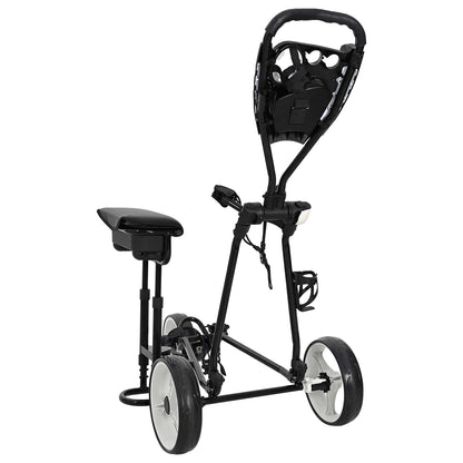 Golf Trolley with Seat Black and White Iron Foldable