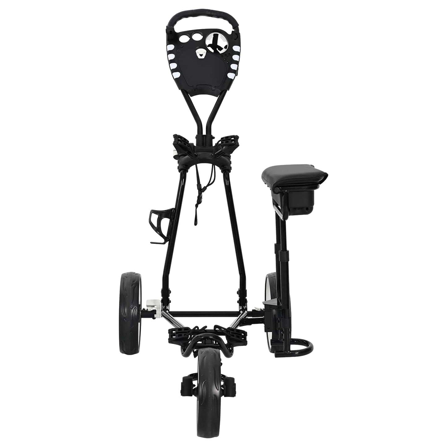 Golf Trolley with Seat Black and White Iron Foldable