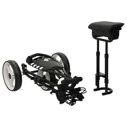 Golf Trolley with Seat Black and White Iron Foldable