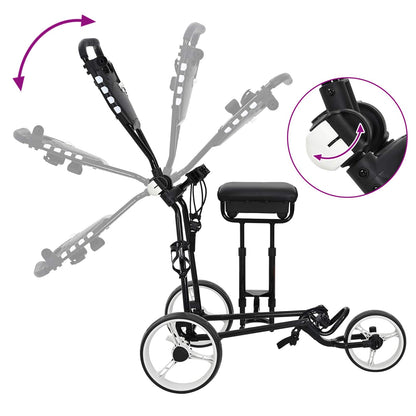 Golf Trolley with Seat Black and White Iron Foldable