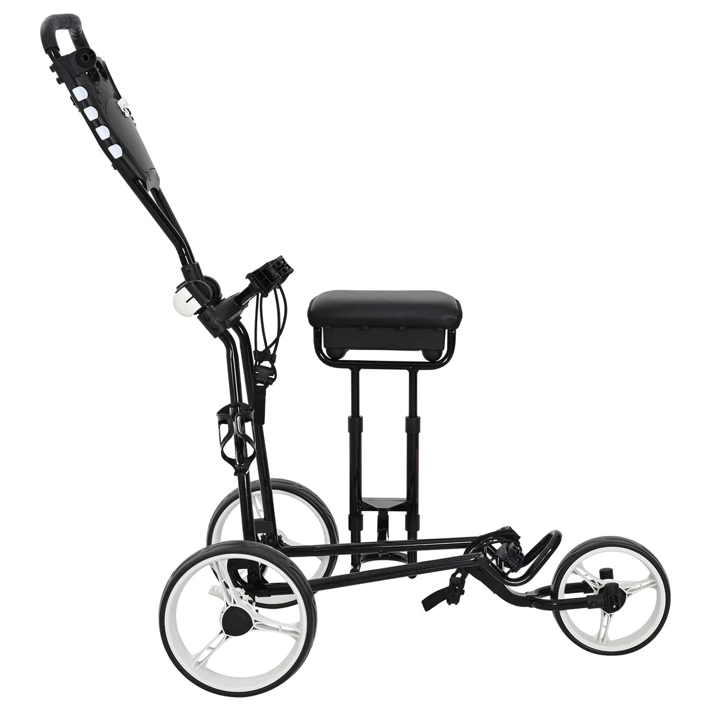 Golf Trolley with Seat Black and White Iron Foldable