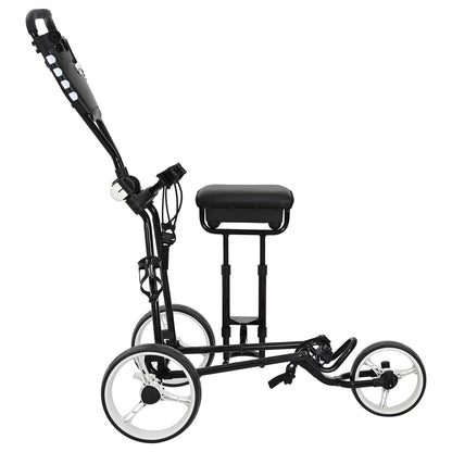 Golf Trolley with Seat Black and White Iron Foldable