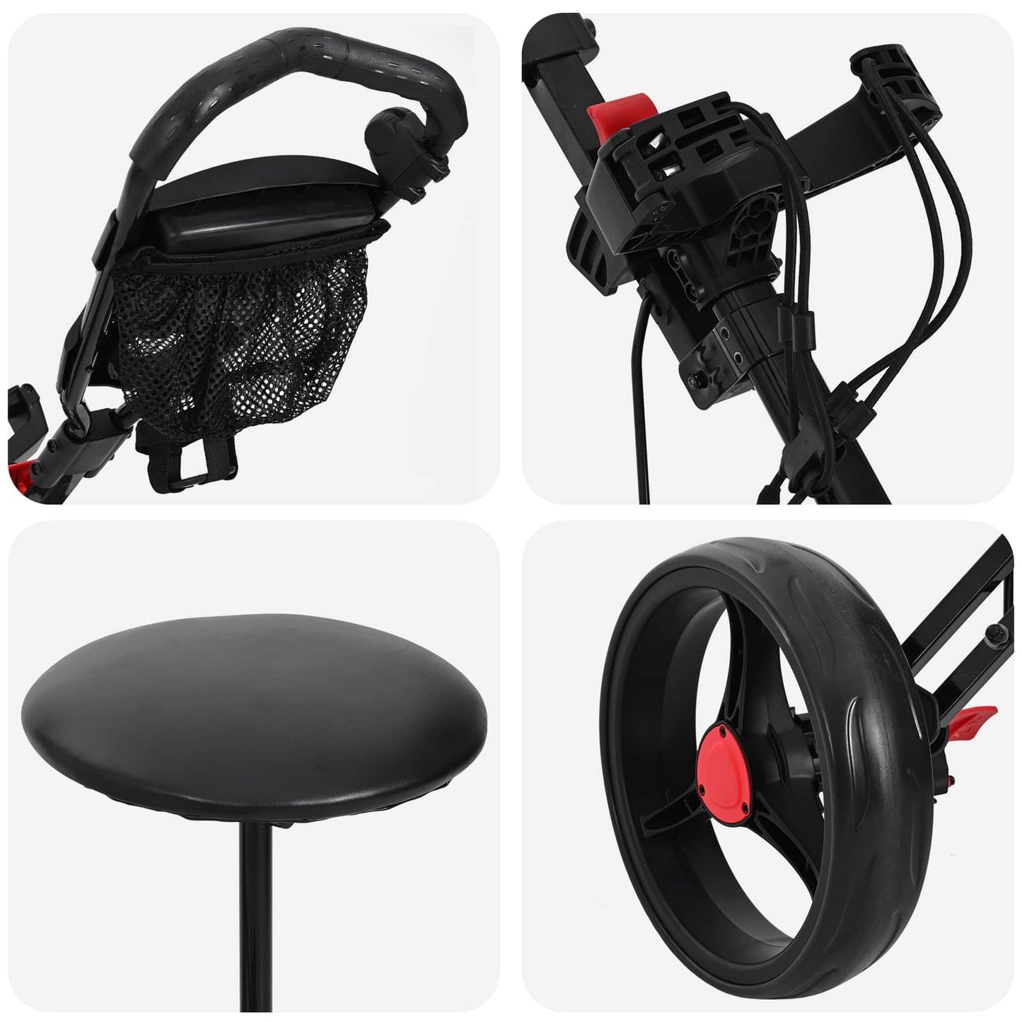 Golf Trolley with Seat Folding Black 95 x 69 x 114 cm Iron