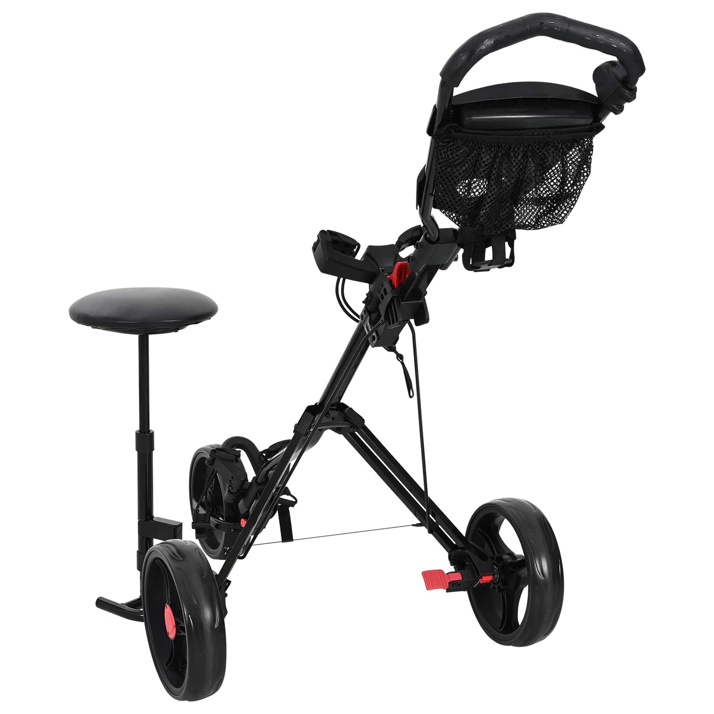 Golf Trolley with Seat Folding Black 95 x 69 x 114 cm Iron