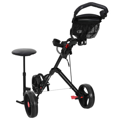 Golf Trolley with Seat Folding Black 95 x 69 x 114 cm Iron