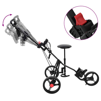 Golf Trolley with Seat Folding Black 95 x 69 x 114 cm Iron