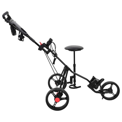 Golf Trolley with Seat Folding Black 95 x 69 x 114 cm Iron