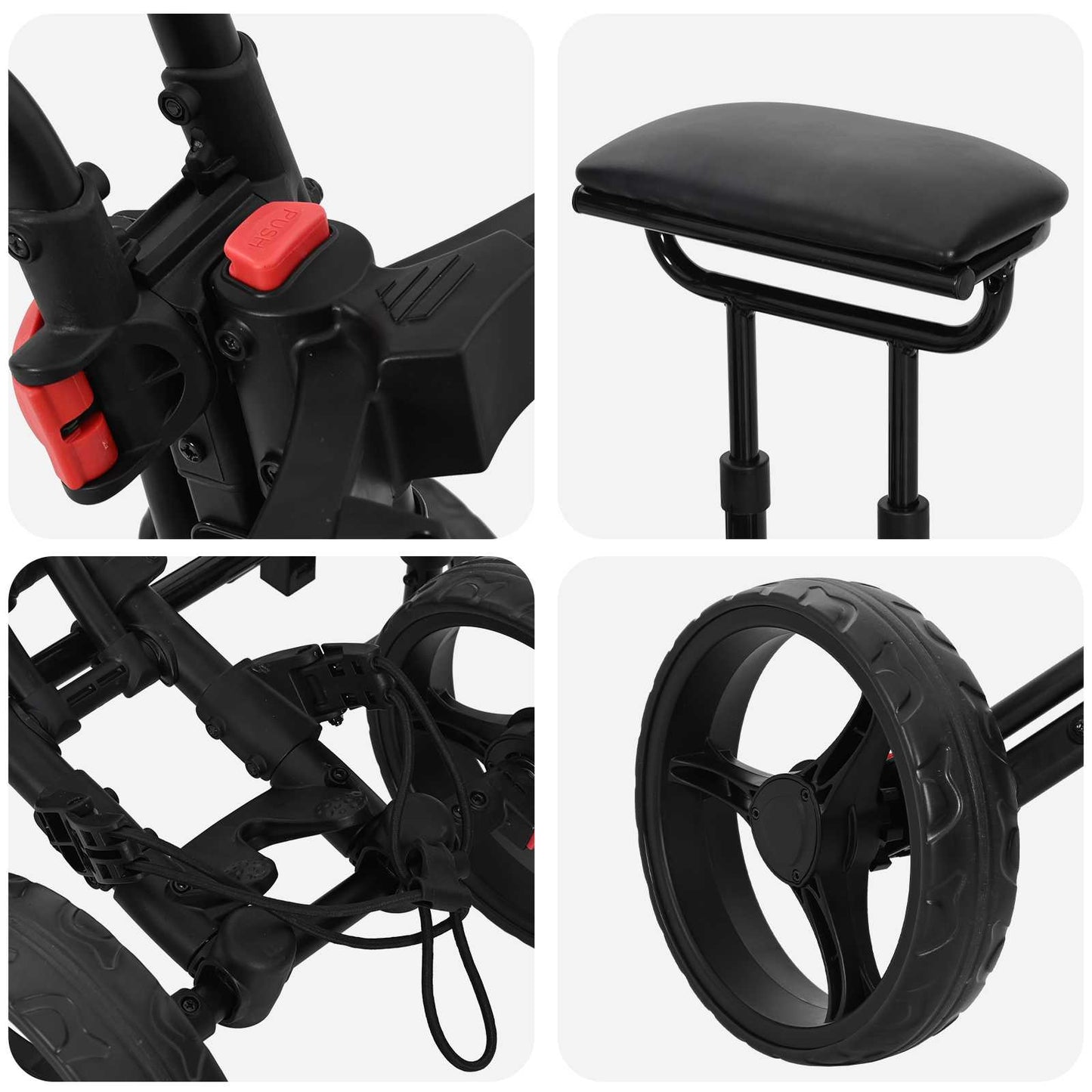 Golf Trolley with Seat Black Aluminium Foldable