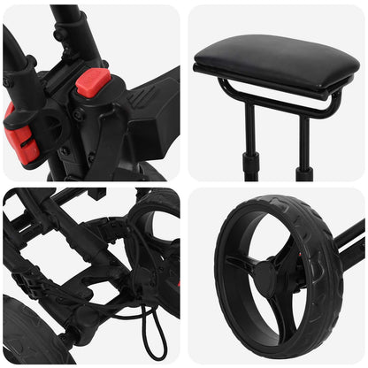 Golf Trolley with Seat Black Aluminium Foldable