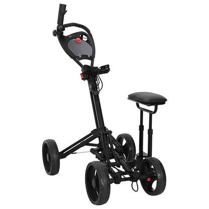 Golf Trolley with Seat Black Aluminium Foldable