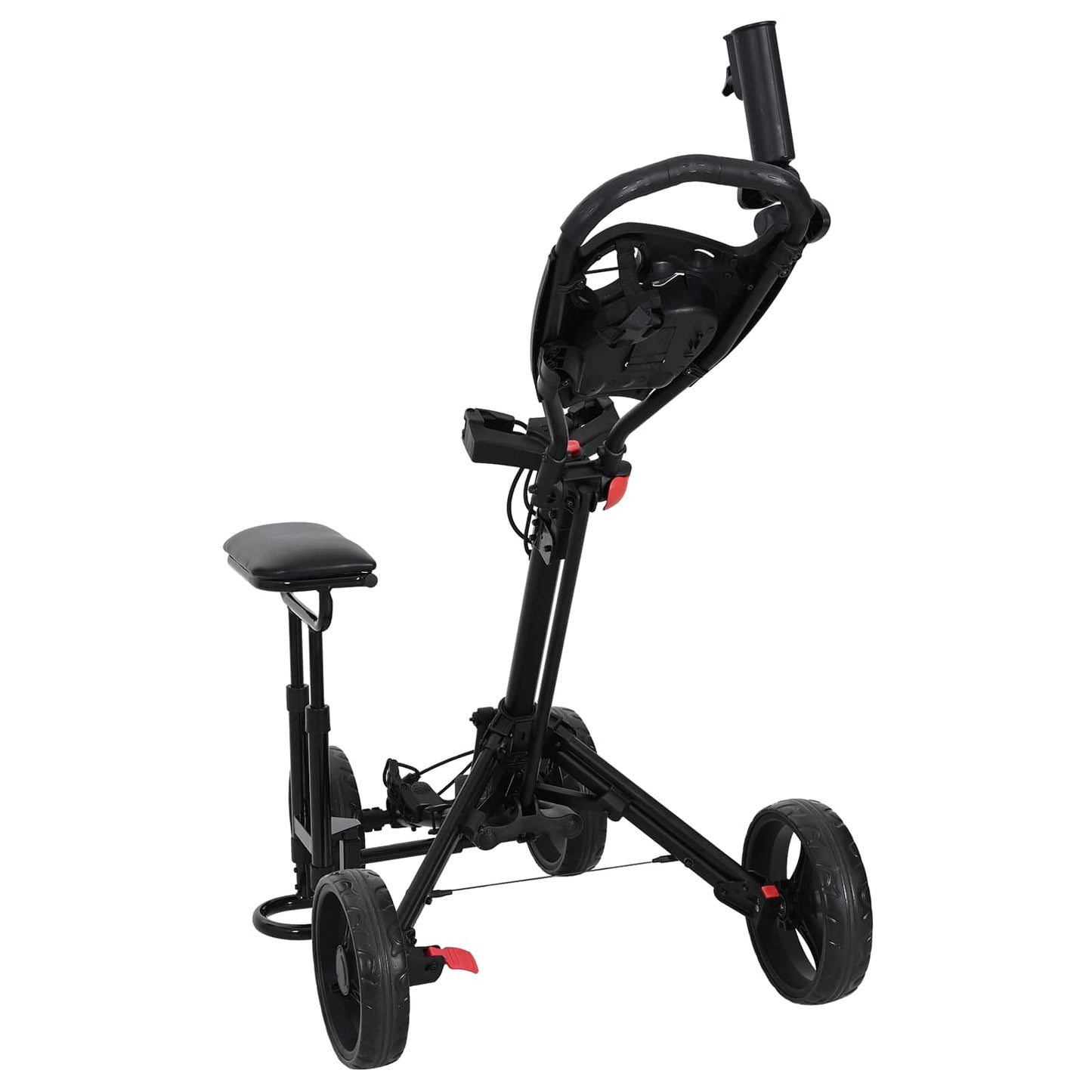 Golf Trolley with Seat Black Aluminium Foldable
