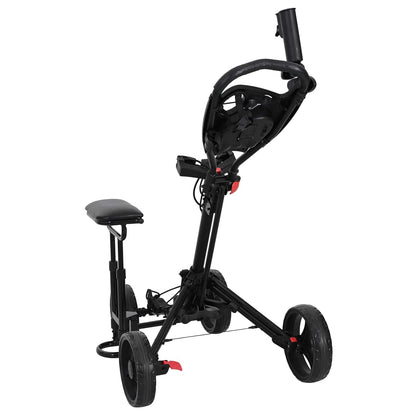 Golf Trolley with Seat Black Aluminium Foldable