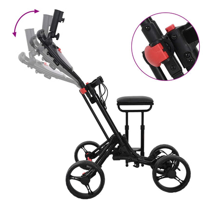 Golf Trolley with Seat Black Aluminium Foldable