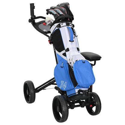 Golf Trolley with Seat Black Aluminium Foldable