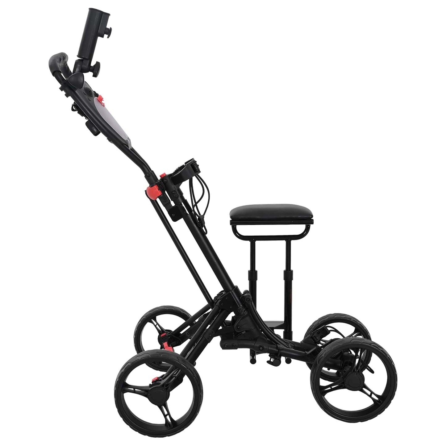 Golf Trolley with Seat Black Aluminium Foldable