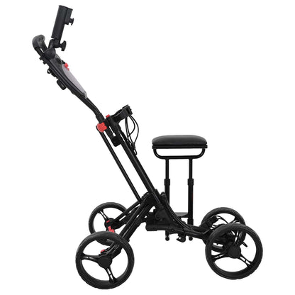 Golf Trolley with Seat Black Aluminium Foldable