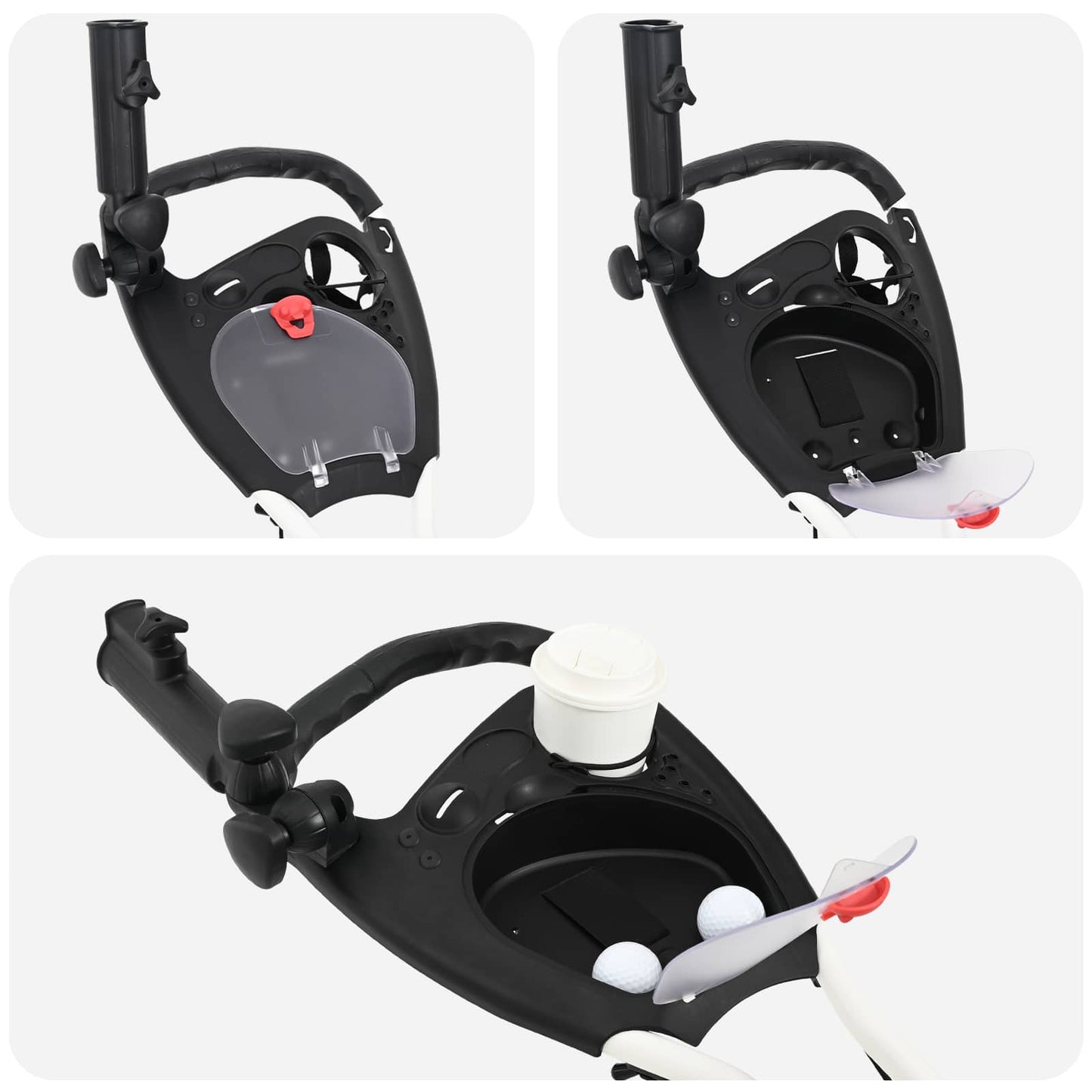 Golf Trolley Black and White Aluminium Foldable