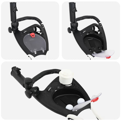Golf Trolley Black and White Aluminium Foldable