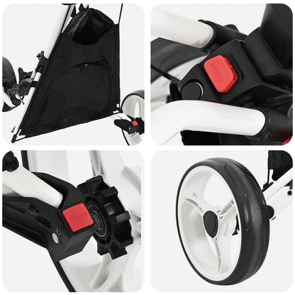 Golf Trolley Black and White Aluminium Foldable