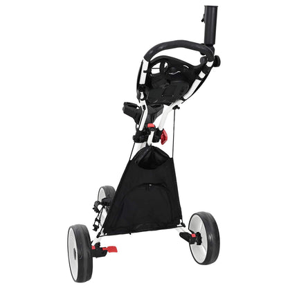 Golf Trolley Black and White Aluminium Foldable