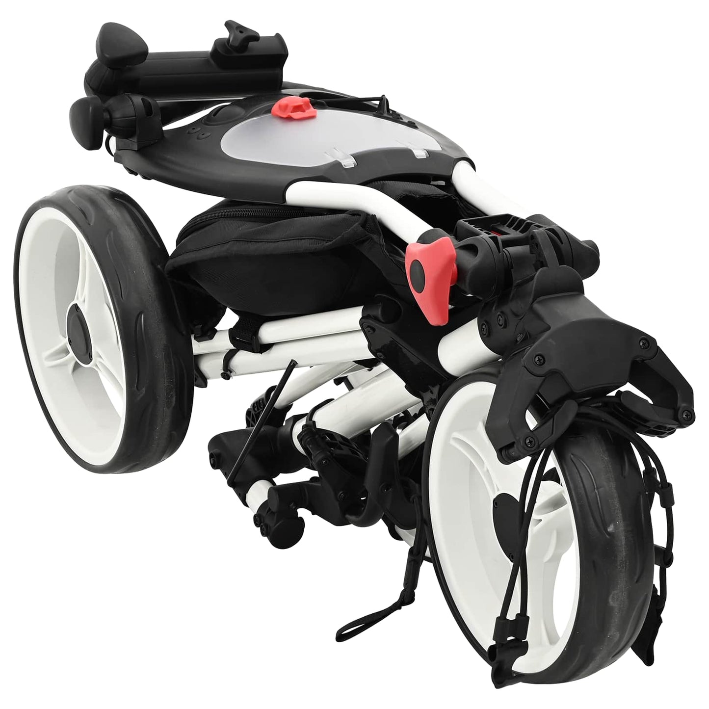 Golf Trolley Black and White Aluminium Foldable
