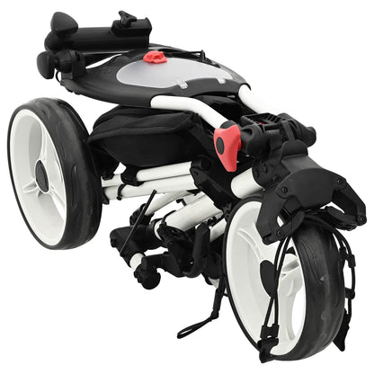 Golf Trolley Black and White Aluminium Foldable
