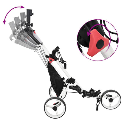 Golf Trolley Black and White Aluminium Foldable
